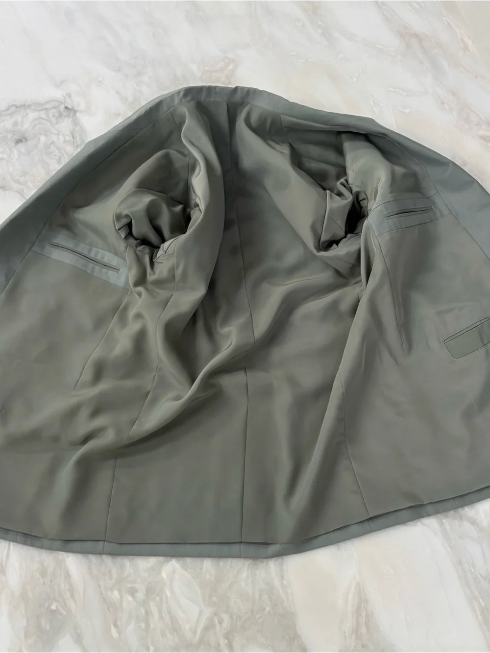 Vintage Sage Green Double Breasted Blazer Sport Coat Peak Lapel Men’s Size 40R